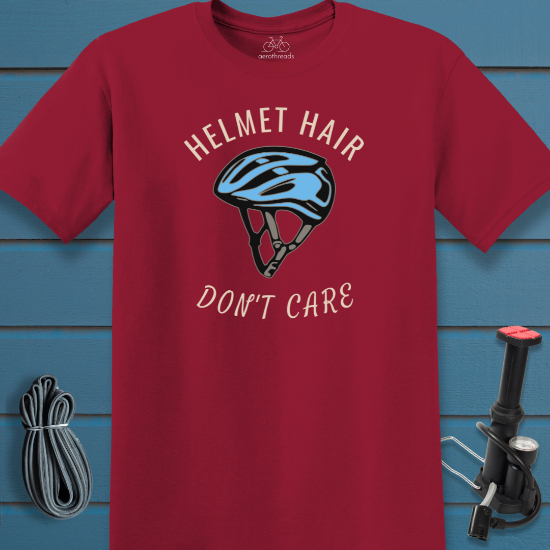 Helmet hair don't care t-shirt