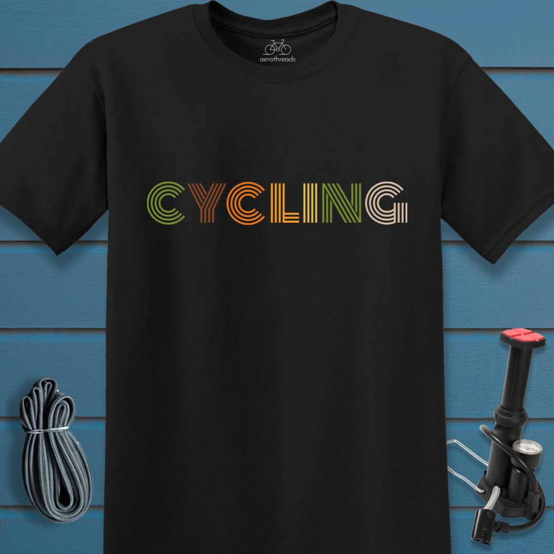 CYCLING in retro text t-shirt