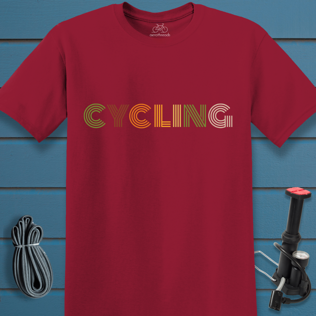 CYCLING in retro text t-shirt