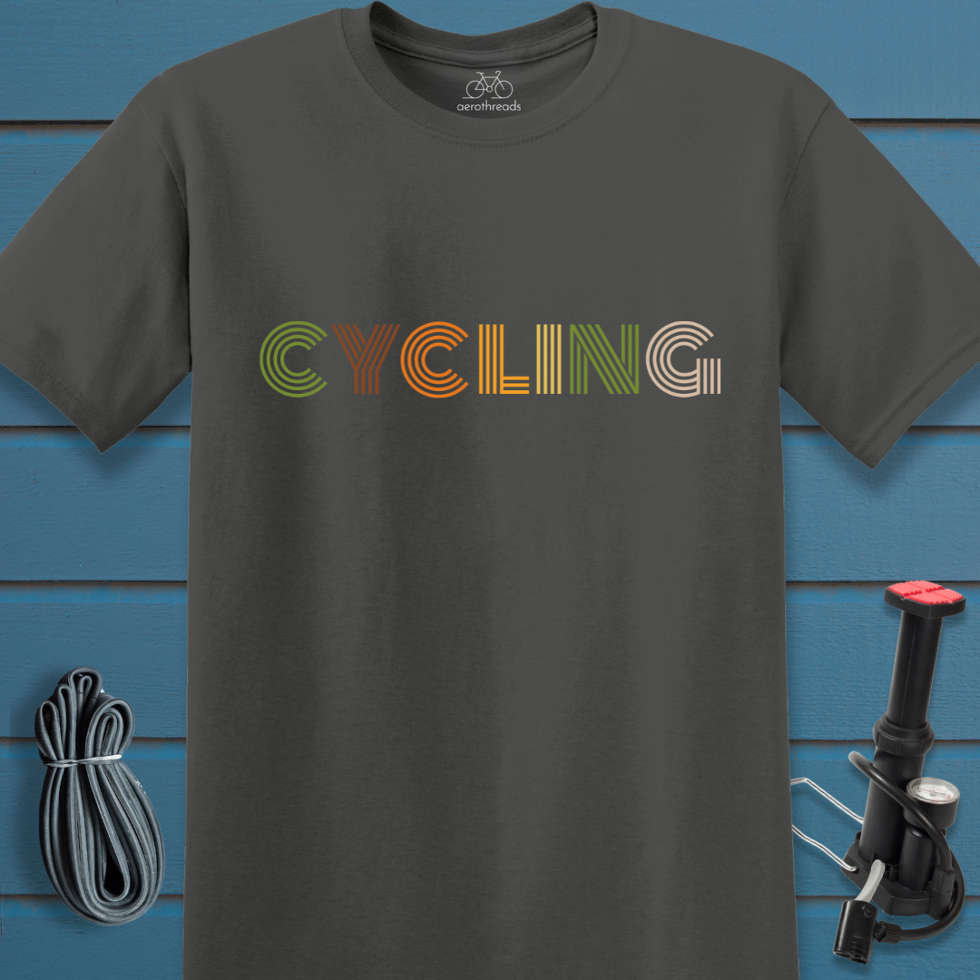 CYCLING in retro text t-shirt