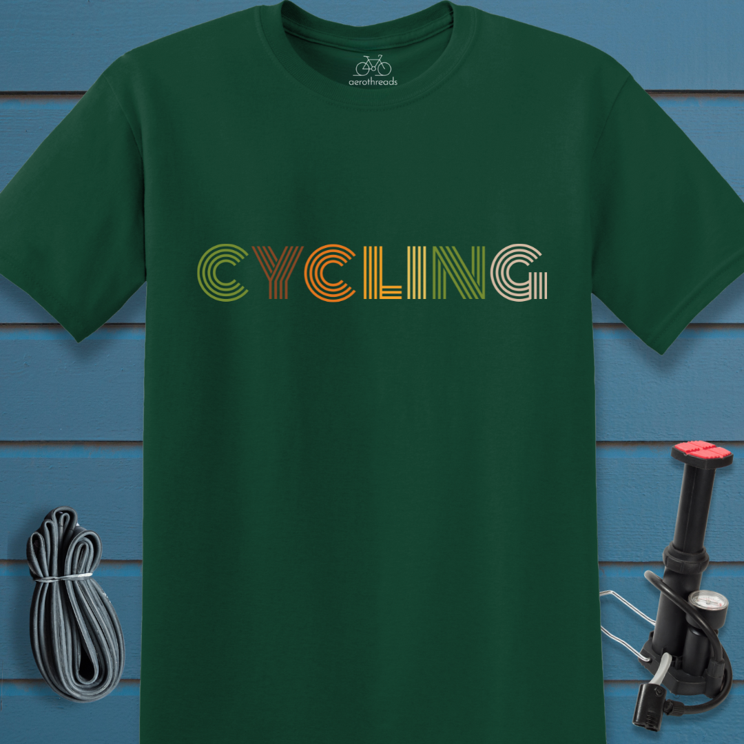 CYCLING in retro text t-shirt