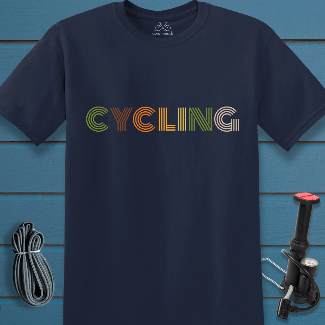 CYCLING in retro text t-shirt