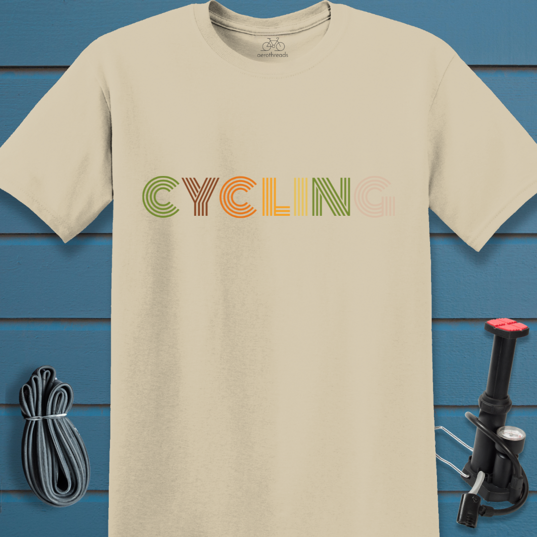 CYCLING in retro text t-shirt