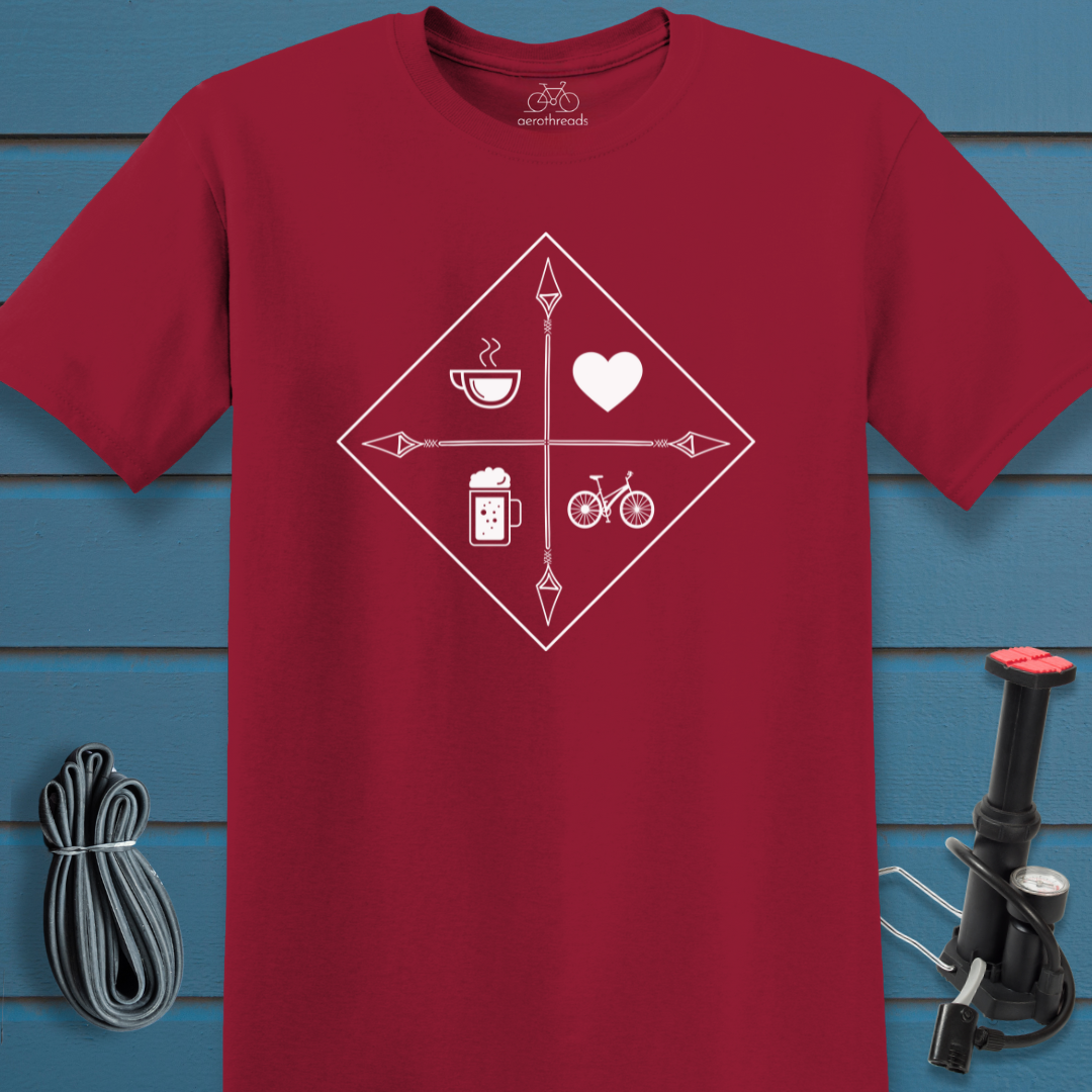 Coffee heart beer cycling t-shirt