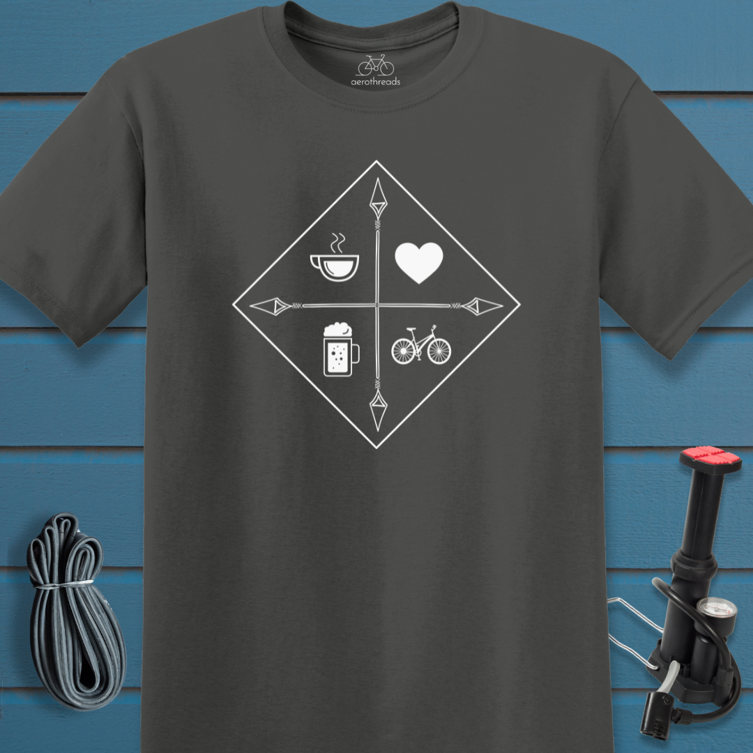 Coffee heart beer cycling t-shirt