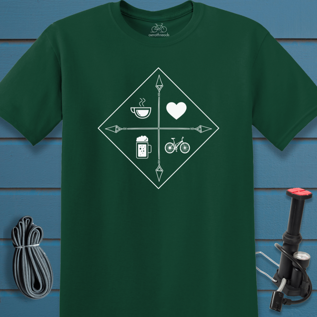 Coffee heart beer cycling t-shirt