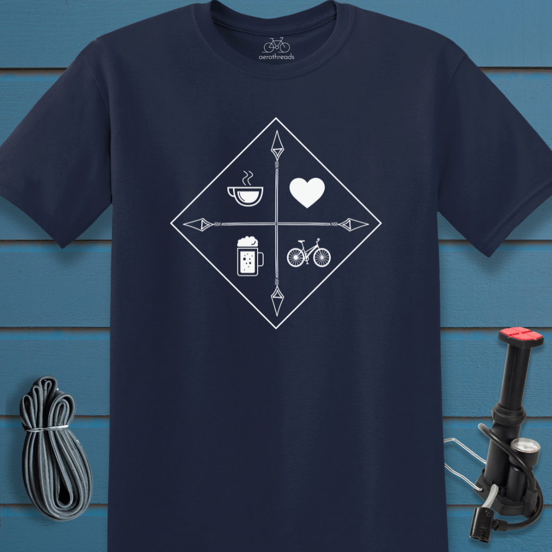 Coffee heart beer cycling t-shirt