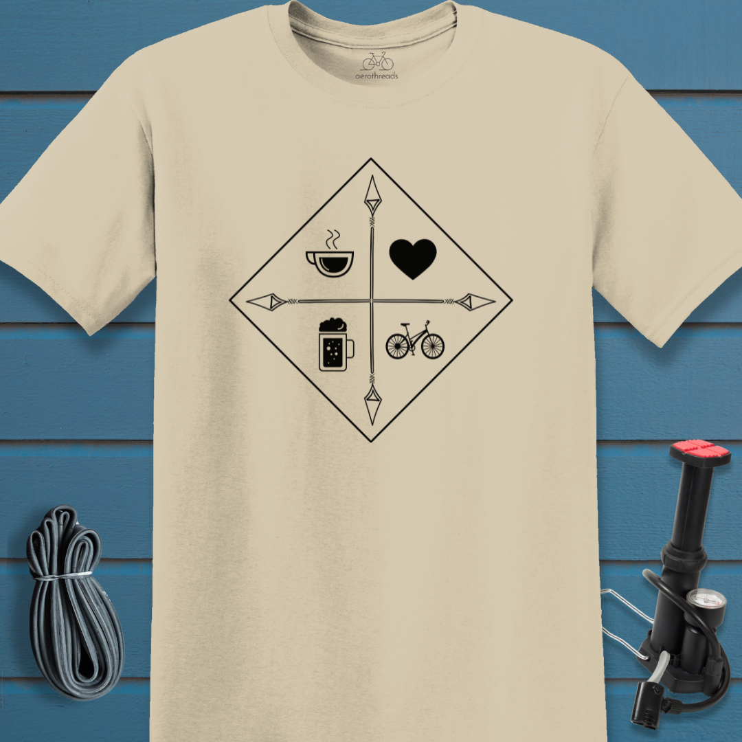 Coffee heart beer cycling t-shirt