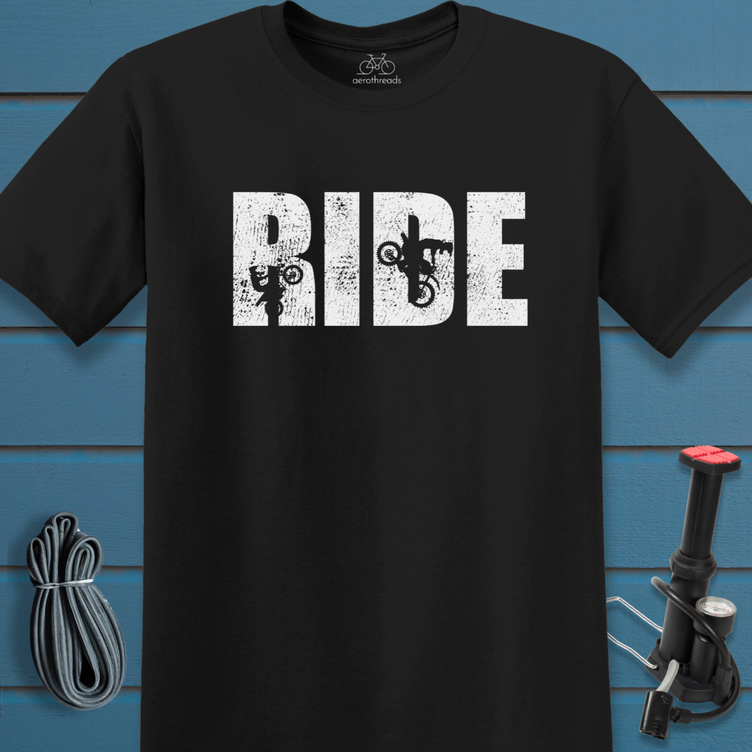Dirtbikes on text RIDE t-shirt