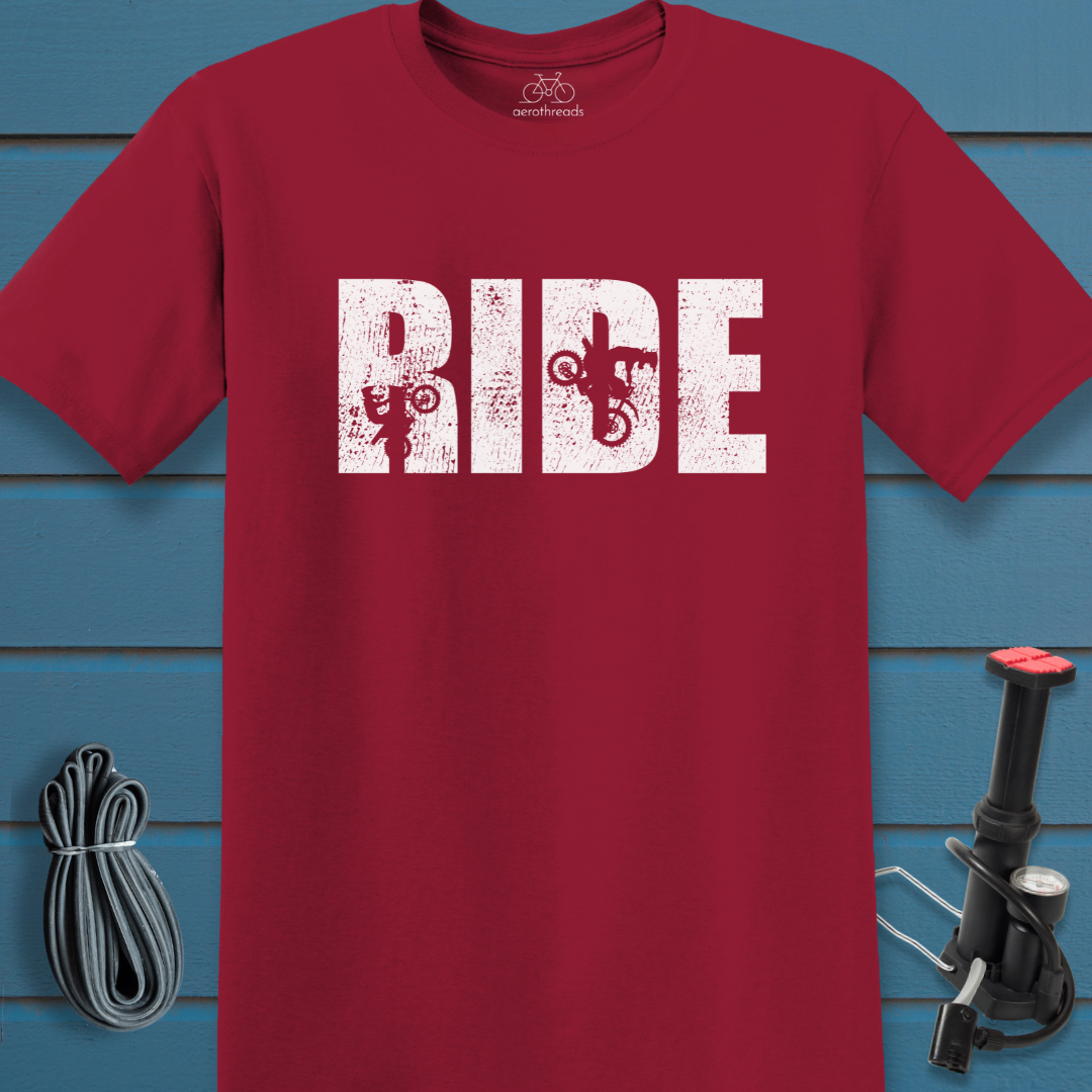 Dirtbikes on text RIDE t-shirt