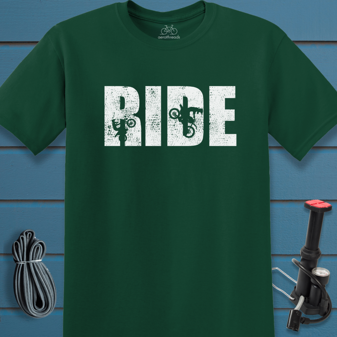 Dirtbikes on text RIDE t-shirt