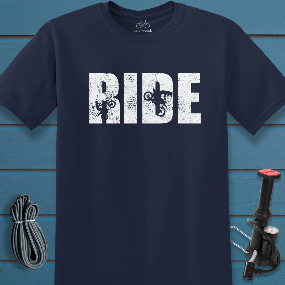 Dirtbikes on text RIDE t-shirt
