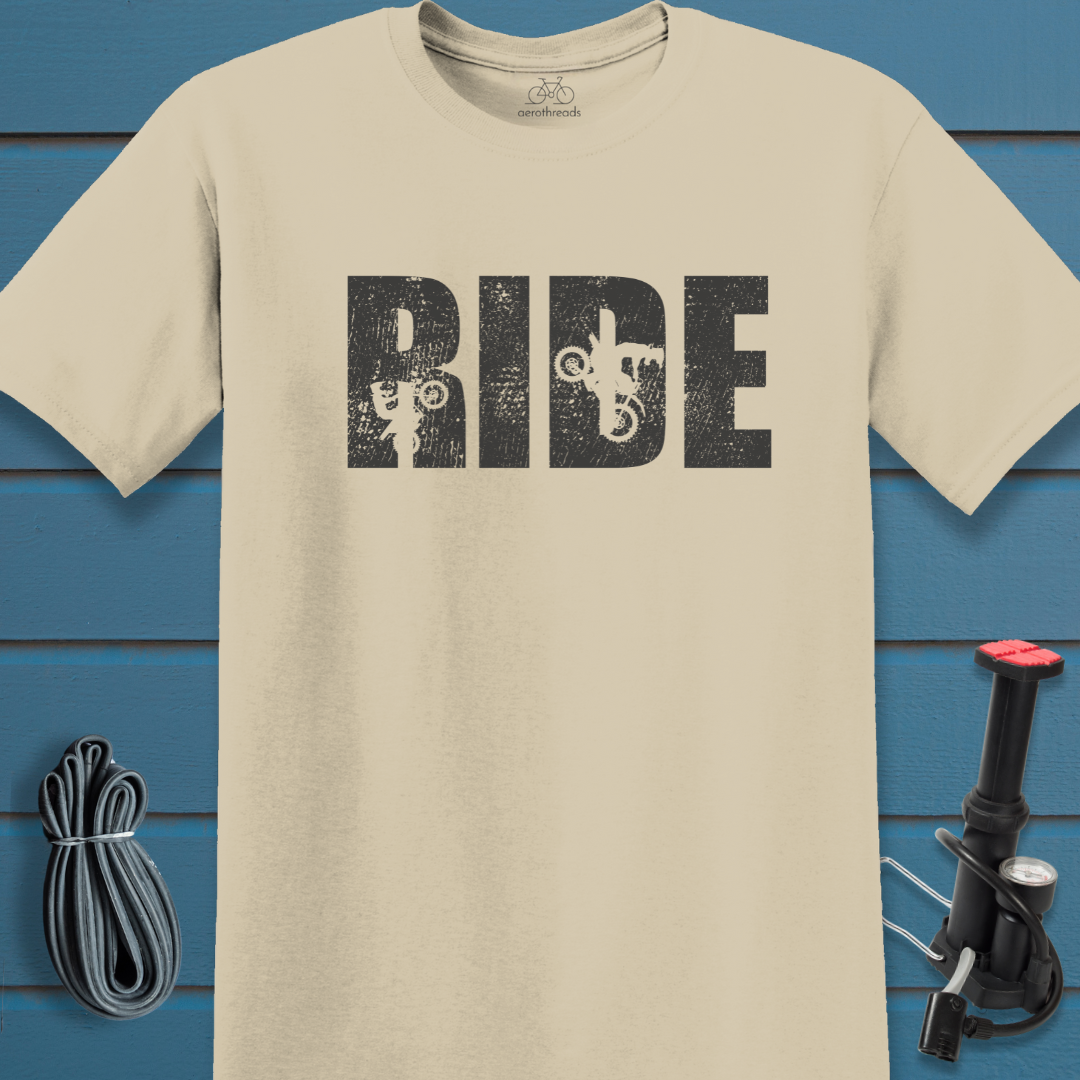 Dirtbikes on text RIDE t-shirt
