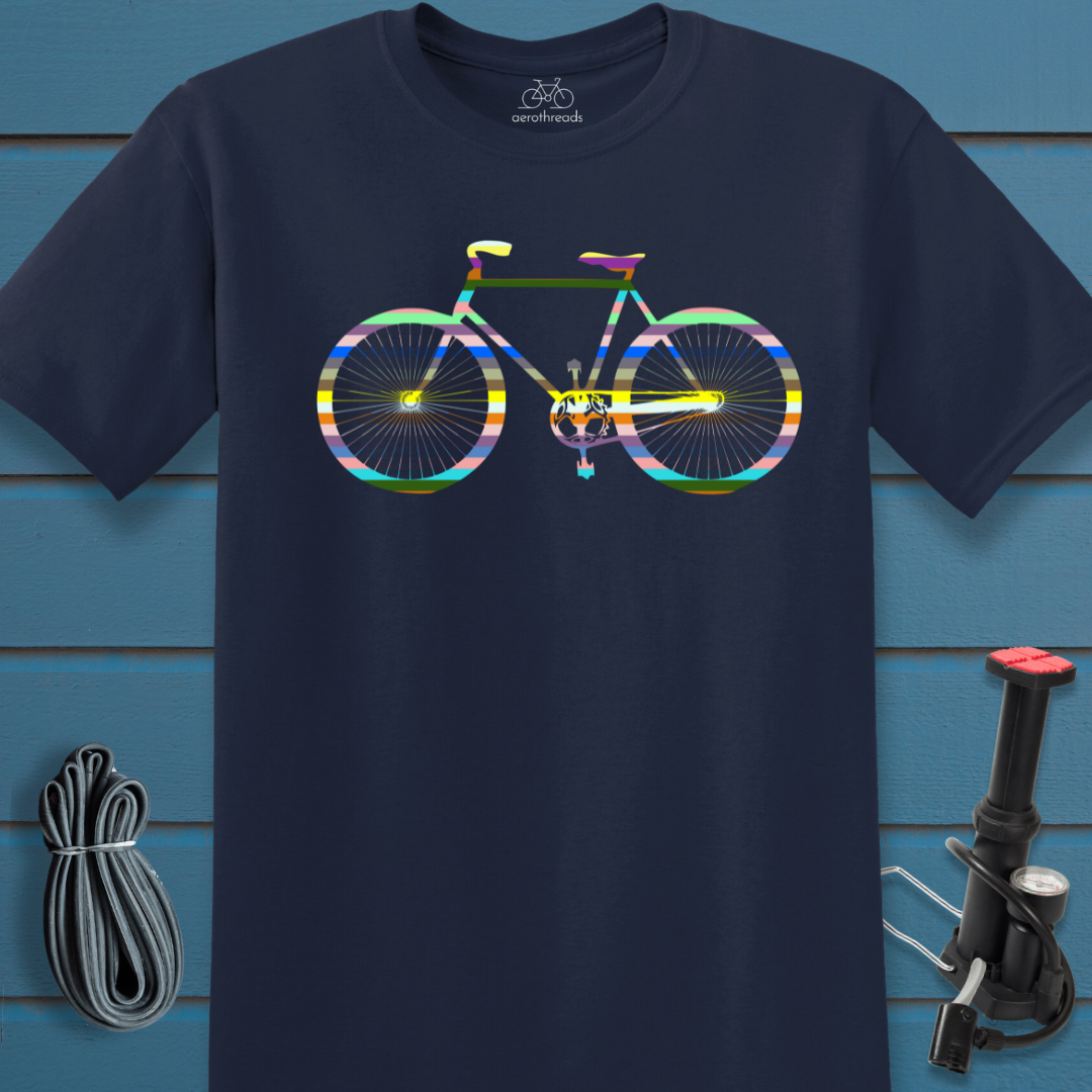 Multicolor stripe bike t-shirt