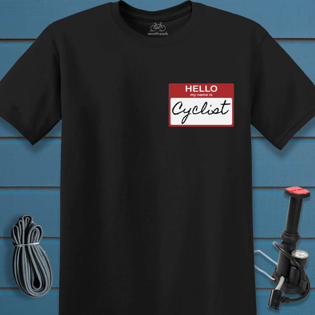 Cyclist nametag t-shirt