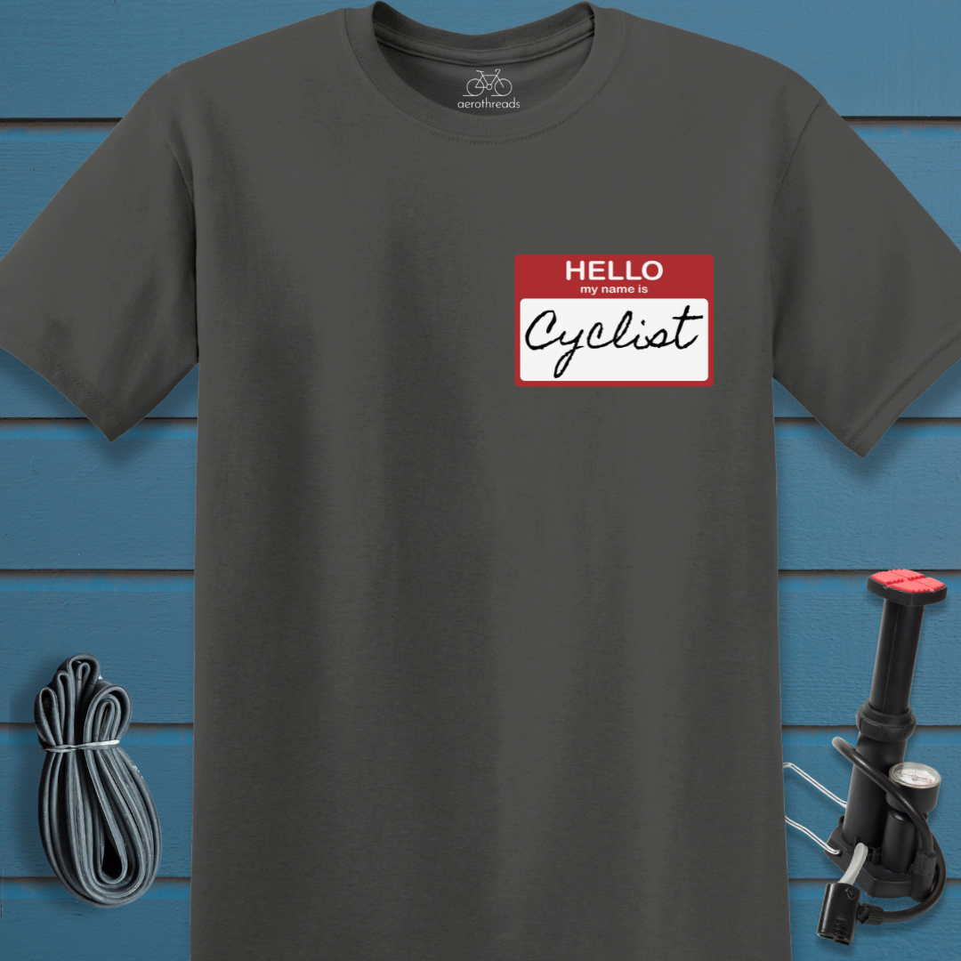 Cyclist nametag t-shirt