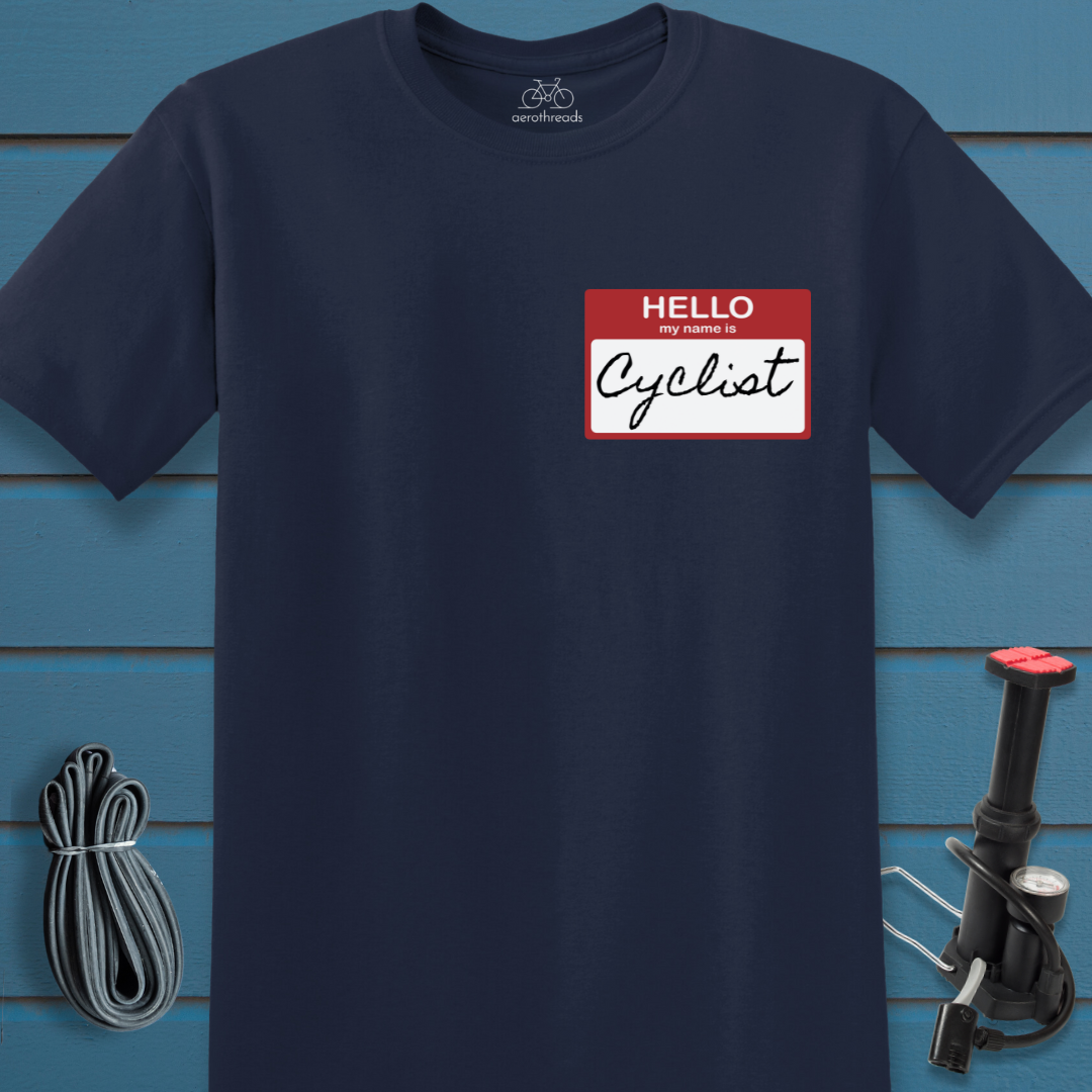 Cyclist nametag t-shirt