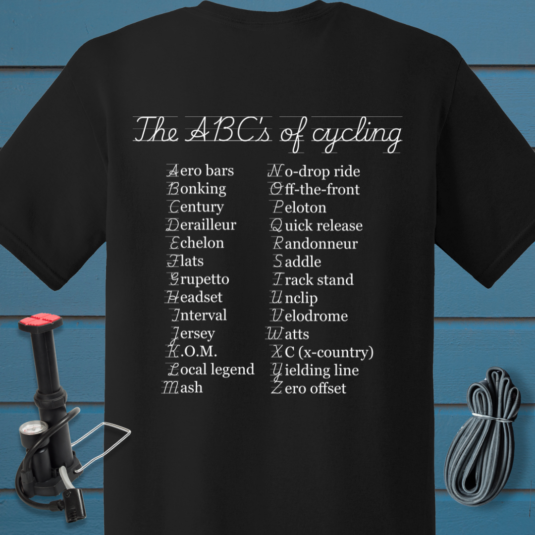 ABCs of cycling t-shirt (back design)