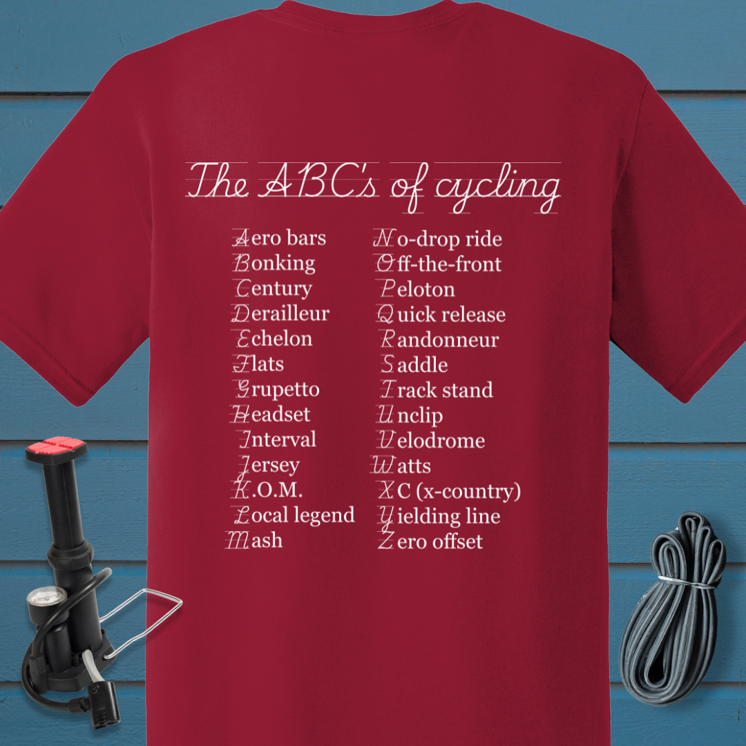 ABCs of cycling t-shirt (back design)