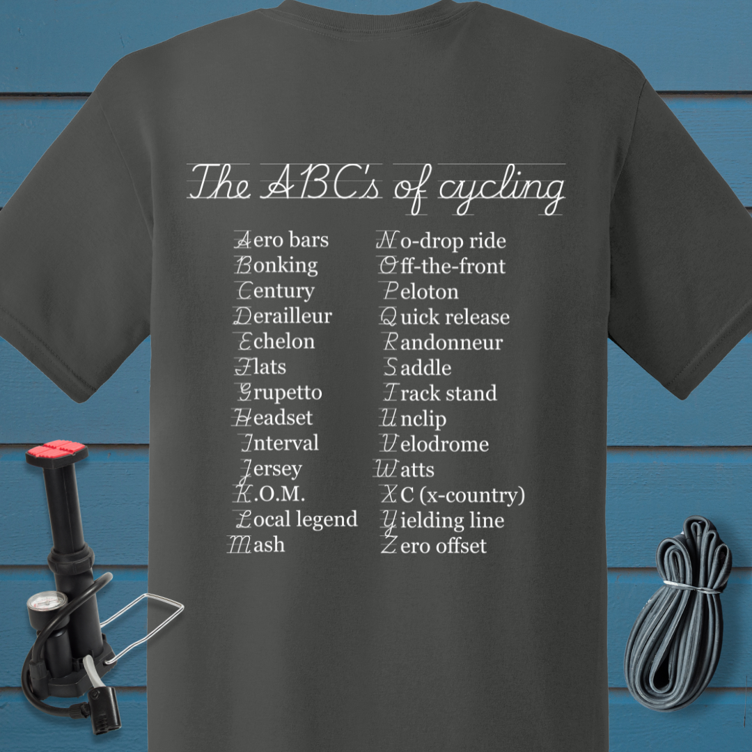 ABCs of cycling t-shirt (back design)
