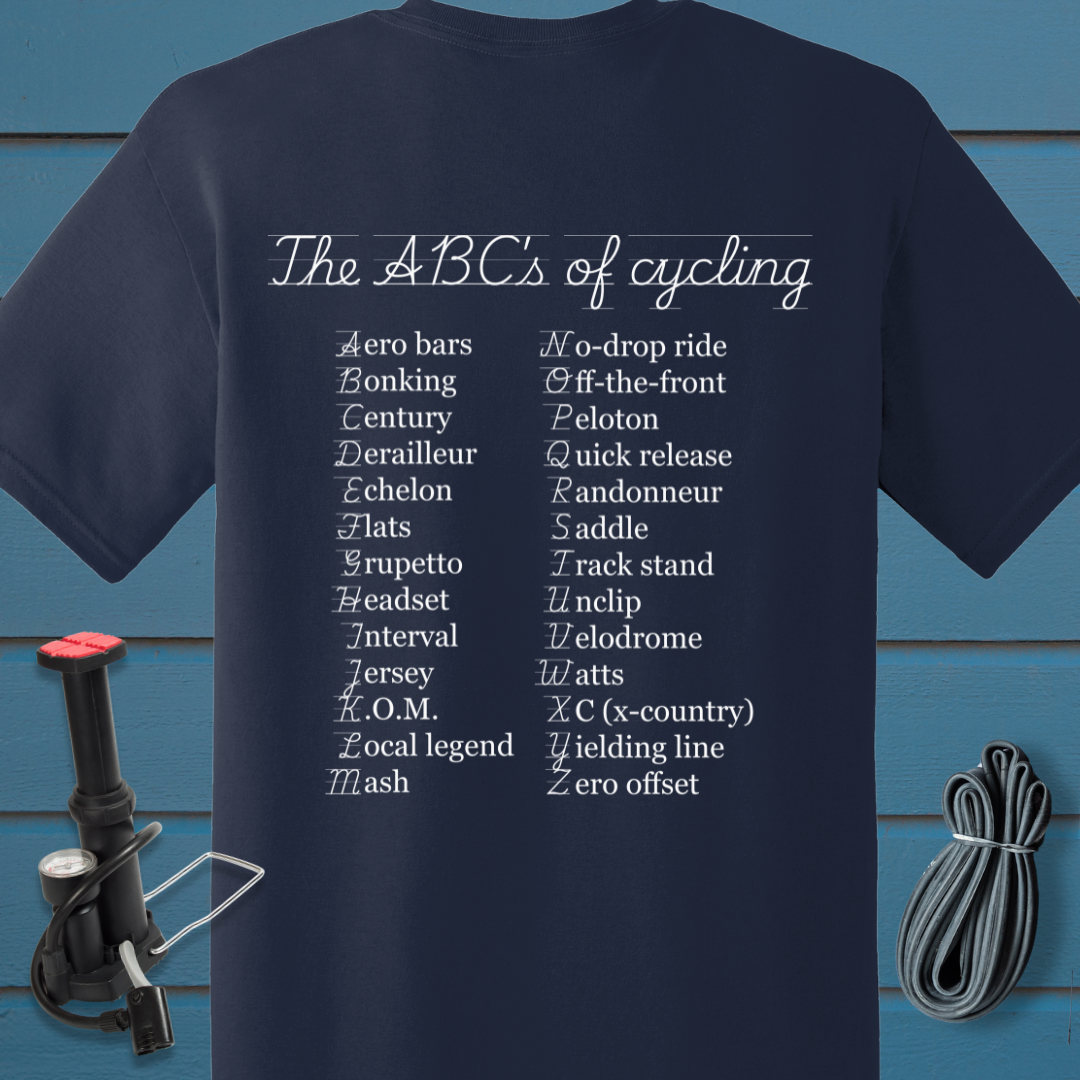 ABCs of cycling t-shirt (back design)