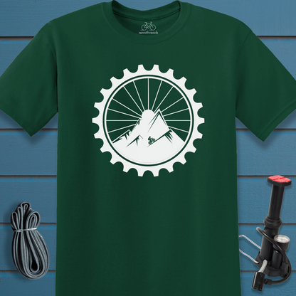 Mountain climber in a gear t-shirt