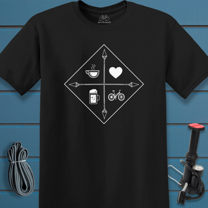 Coffee heart beer cycling t-shirt