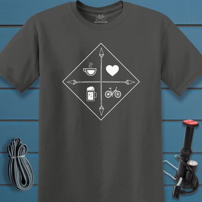 Coffee heart beer cycling t-shirt