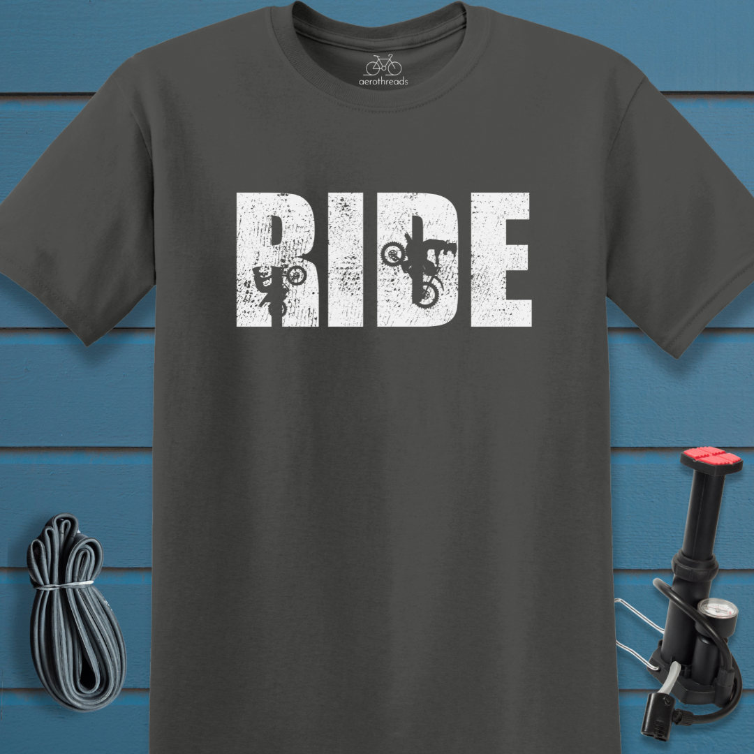 Dirtbikes on text RIDE t-shirt