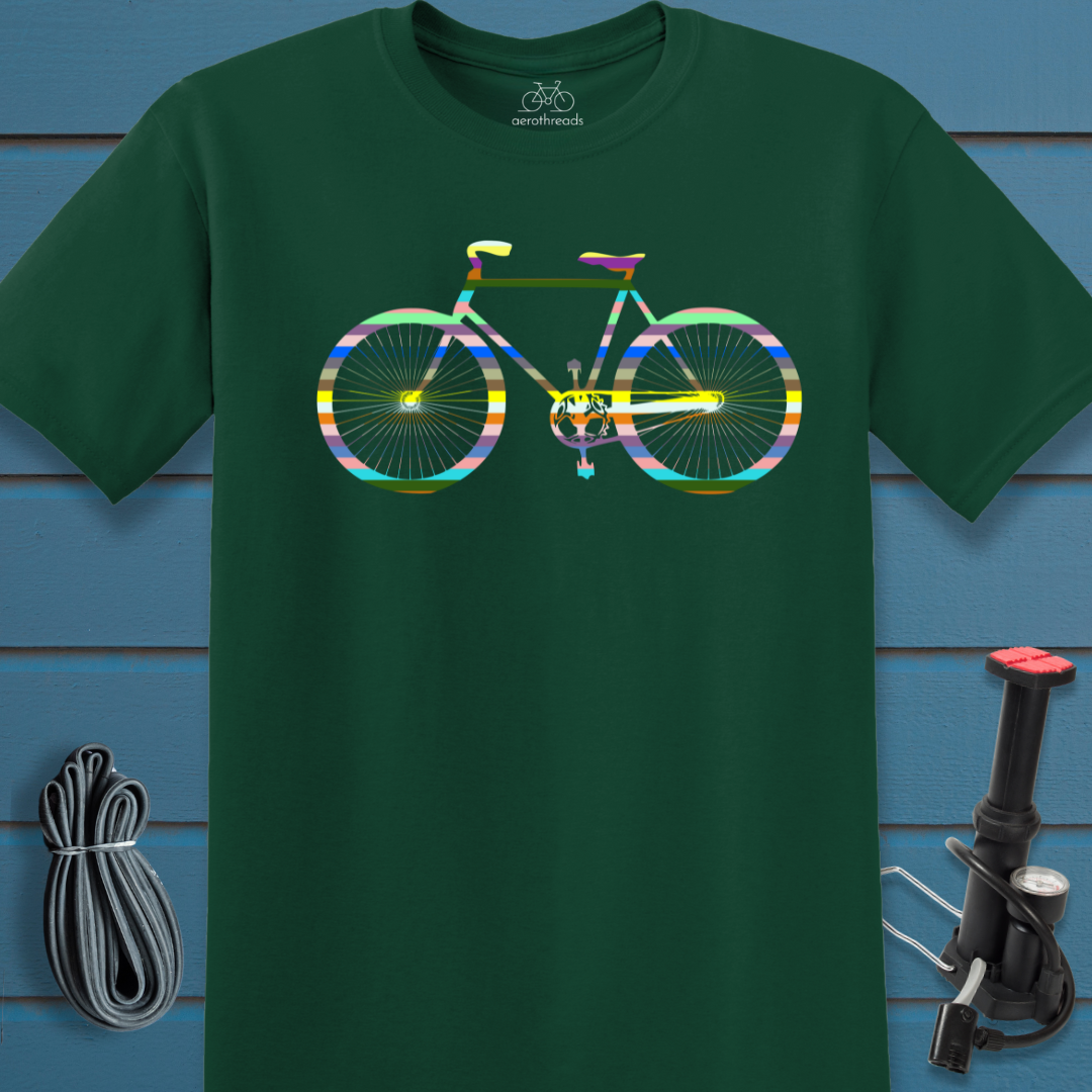 Multi-color Stripe Bike t-shirt