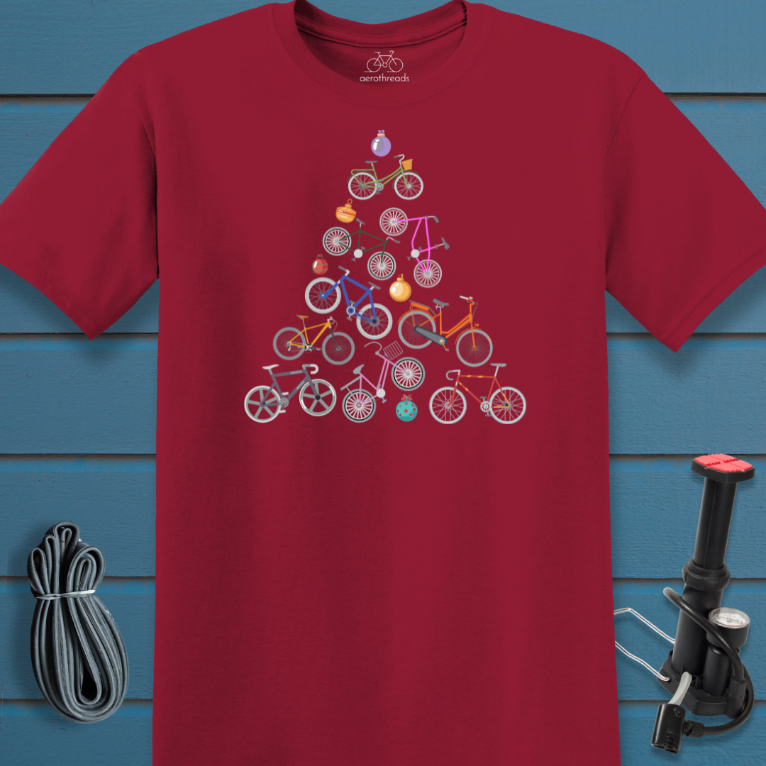Bikes and baubles tree t-shirt