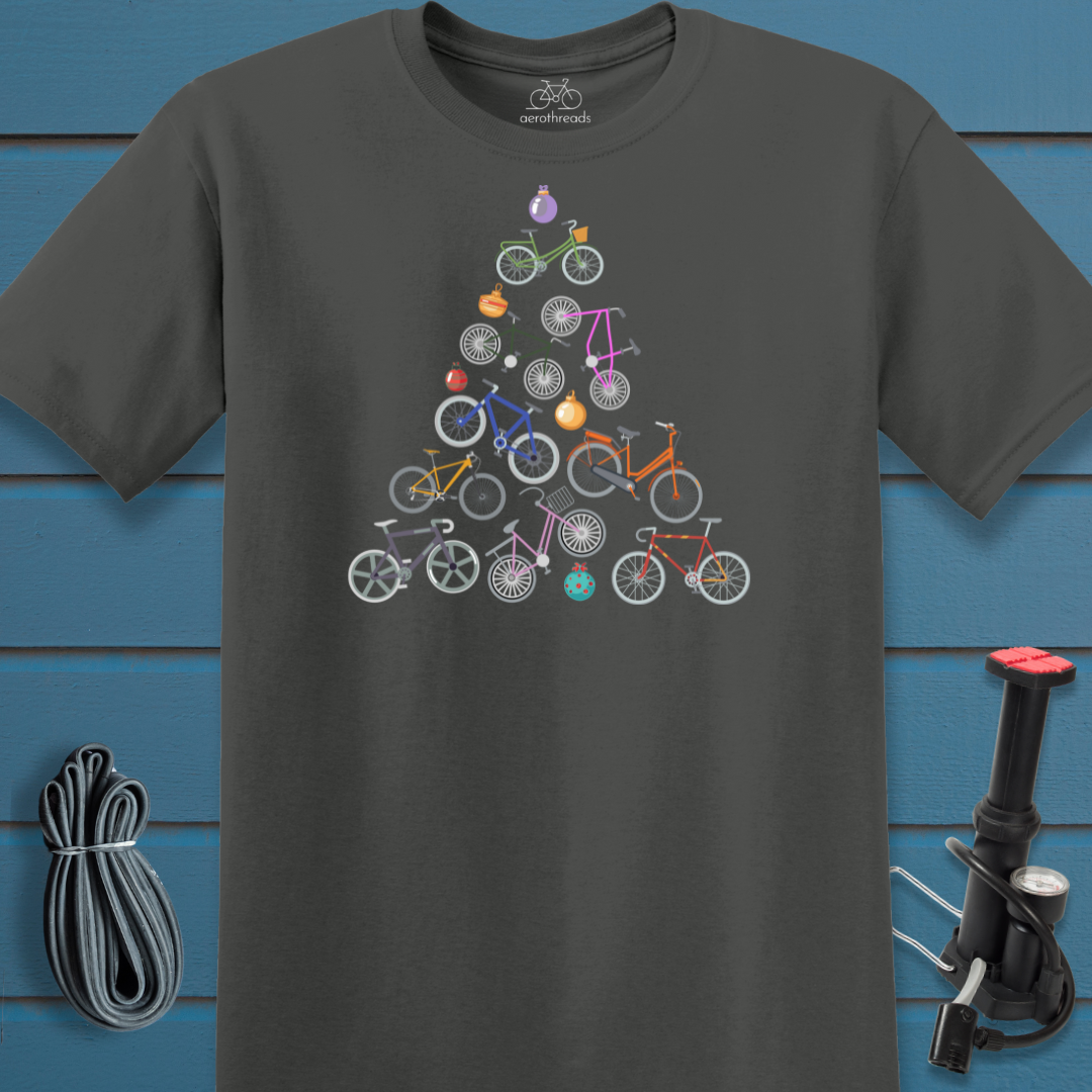 Bikes and baubles tree t-shirt