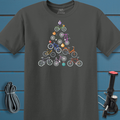 Bikes and baubles tree t-shirt