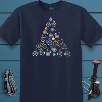 Bikes and baubles tree t-shirt